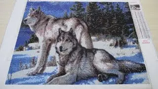 АЛМАЗНАЯ МОЗАЙКА (ВЫШИВКА) КАРТИНА ВОЛКИ, КУПИЛА НА АЛИЭКСПРЕСС. ОБЗОР.