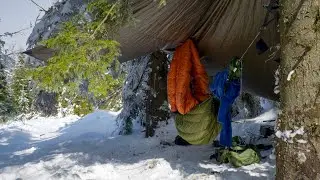 Spring time at Beskid Wyspowy with a hammock and snow