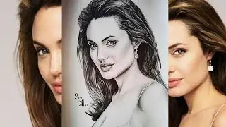 Drawing Realistic portraits -Beautiful Angelina Jolie #shorts