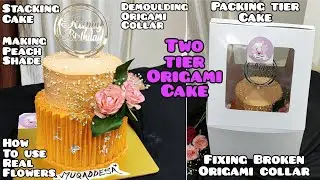 Trending Origami Cake in 2 Tier | Make your own Origami Cake with Detailed instructions | Peach Cake