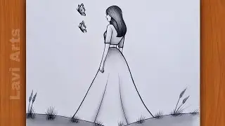 How to draw a Girl with Butterflies -Pencil sketch | Drawing video for beginner | Girldrawing | Art