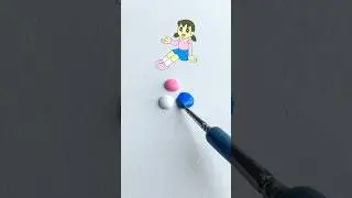 Who is your Favourite? 💙 Doraemon color mixing #satisfying #colormixing #doraemon