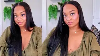 Super natural Yaki Straight ready to wear and go GLUELESS M Cap wig | ft. Isee Hair
