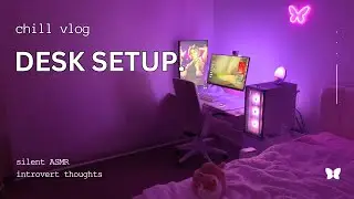 desk setup makeover 🦋 | aesthetic minimalistic & cosy + gaming vlog