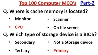 Top 100 MCQ Questions of Computer Fundamental | Computer MCQ's for all Competitive Exams (Part -2)