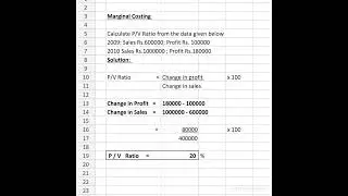 Marginal costing | Calculate p/v Ratio | Cost Accounting