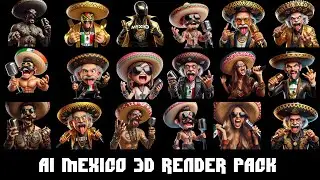 AI MEXICO 3D  RENDER  PNG PACK