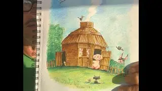 Drawing beautiful scene from three little pigs #art #colouringchannel #drawing #cartoon #drawing