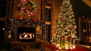 Christmas Ambience | Blizzard Sounds | Crackling Fireplace