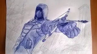 Асасин  рисунок ручкой в тонах