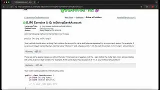 Exercise 8.12 (toStringBankAccount) Java Tutorial || Practice-It