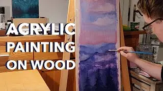 Acrylic painting on Wood - Surreal landscape Timelapse