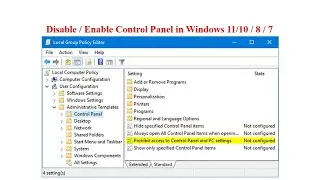 Disable and Enable  Access to Control Panel