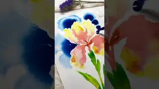 He does a painting without any brushes？ #art #水彩イラスト #painting #水彩 #水彩絵の具 #acrylicpainting #flowers