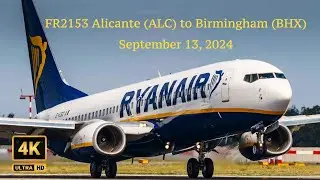 Trip Report| Ryanair Flight FR 2153 Alicante ALC to Birmingham BHX| September 13, 2024 in 4K