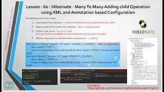 Lesson - 60 : Hibernate - Many To Many Adding child Operation using XML and Annotation based Config