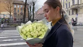 51 белая роза Кения PREMIUM