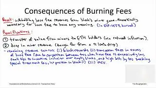 Foundations of Blockchains (Lecture 11.7: Pros and Cons of Burning Fees)
