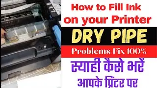 how to fix printer ink!CANNON PIXMA!dry printar ink pipe!Printer ke pipe me kese ink fill kiya jaye