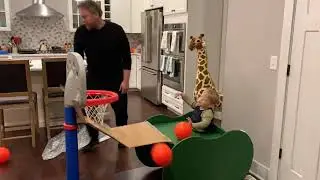 Amazing Toddler 20-month old baby shoots basketball hoops time lapse