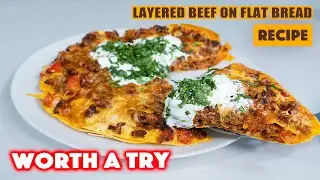 Layered Beef On Flat Bread | One Pan Easy Dinner Recipe For Two