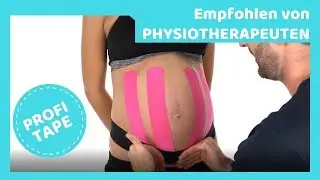 Theramaid Tapeanleitung Schwangerschaft großer Babybauch. Kinesiotape Tutorial Rückenschmerzen SS