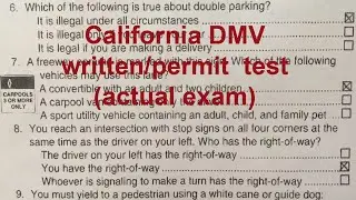 2025 California DMV Written Permit test Actual Exam-Original exam /2025 California DMV written tests