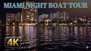 Downtown Miami at Night, Boat Ride to South Beach UHD 4K , MIAMI FL USA