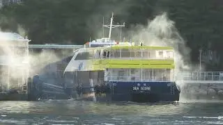 M/V SEA SCORE 海傑 (Cheoy Lee 32m Catamaran GRP Ferry) leaves Tsuen Wan ferry pier 駛離荃灣渡輪碼頭