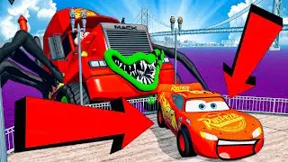 Epic Escape From Lightning McQueen Demons & Mater Eater | McQueen VS Mater Greater Eater in BeamNG