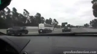 Ferrari 430 SCUDERIA chased by Lambo LP640 on fwy!!