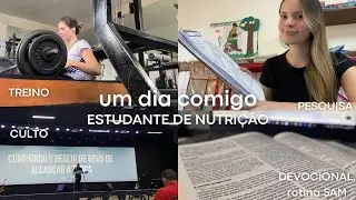 UM DIA NA MINHA ROTINA SENDO ESTUDANTE DE NUTRIÇÃO | pré-prova, pesquisa, treino, culto +