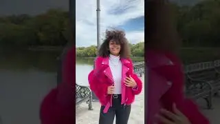 Куртка кожаная, производство Турция, комбинированная мехом песца, цвет розовый