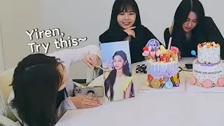 EVERGLOW feeds Yiren a Cake