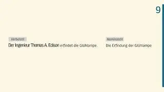 Grammatik-Erklärclip aus Vielfalt C1.1, Lektion 9: Nominalstil II