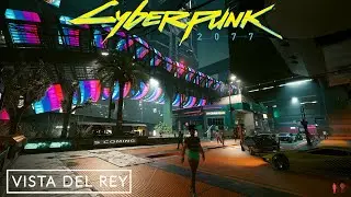 Cyberpunk 2077 - Walking around VISTA DEL REY, Night City I Binaural Sound