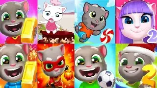 TALKING TOM GOLD RUN 1VS 2 Chinese Version My Talking Angela 2 Tom Candy Run Cake Jump TOM HERO DASH
