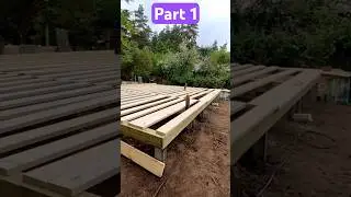 Foundation Of a Frame House. Logs On The Pillars And An OSB Board On Top.