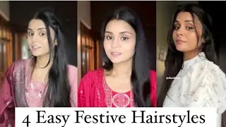 ✅4 EASY  SIMPLE FESTIVE HAIRSTYLES✅ ONE MINUTE HAIRSTYLE ✅SHE SHINES ✅