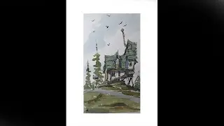Watercolor LINE AND WASH In 14 minutes show how to draw and paint