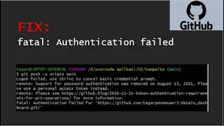 fix error fatal:authentication failed push github