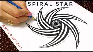 How to draw geometric design tutorial. Spiral Star step by step, Spiral Design -Happy New Year 2021