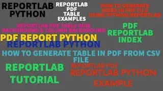 REPORTLAB|REPORTLAB PYTHON TUTORIAL|How To Generate Index Page In Pdf File Using Python|PART:35