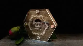Hexagon Wood & Acrylic Crystal Logo Engraved Wedding Favour USB Gift Box Keep Sake