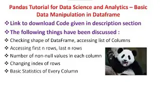 Pandas Tutorial for Data Science and Analytics | Basic Data Manipulation in a DataFrame