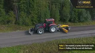 MeriRoad Equipment in gravel road maintenance in Finland.