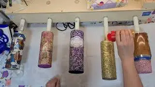Epoxying, Glittering, Teach Tumbler, Pink Cowhide Tumbler & a Burst Tumbler
