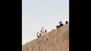Coldplay waving to fans outside the Citadel