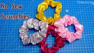 How To Make No Sew Scrunchies Out Of Satin Ribbons Tutorial - DIY Scrunchies No Sew