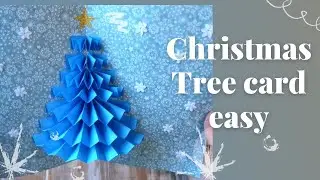 3D Christmas tree postcard. Easy colored paper DIY